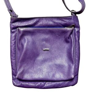 Cuoieria Fiorentina Italian Tuscan Purple Leather Crossbody Bag Vintage